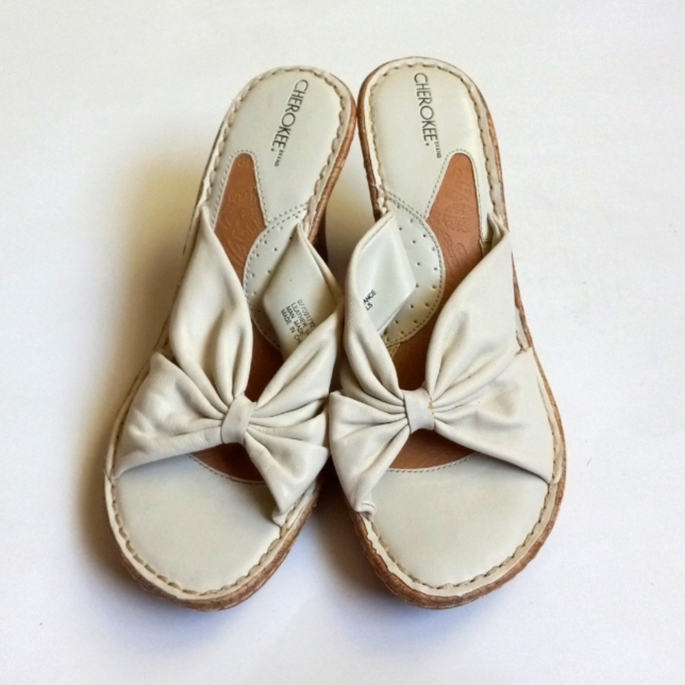 WEDGE CORK OFF WHITE SANDALS